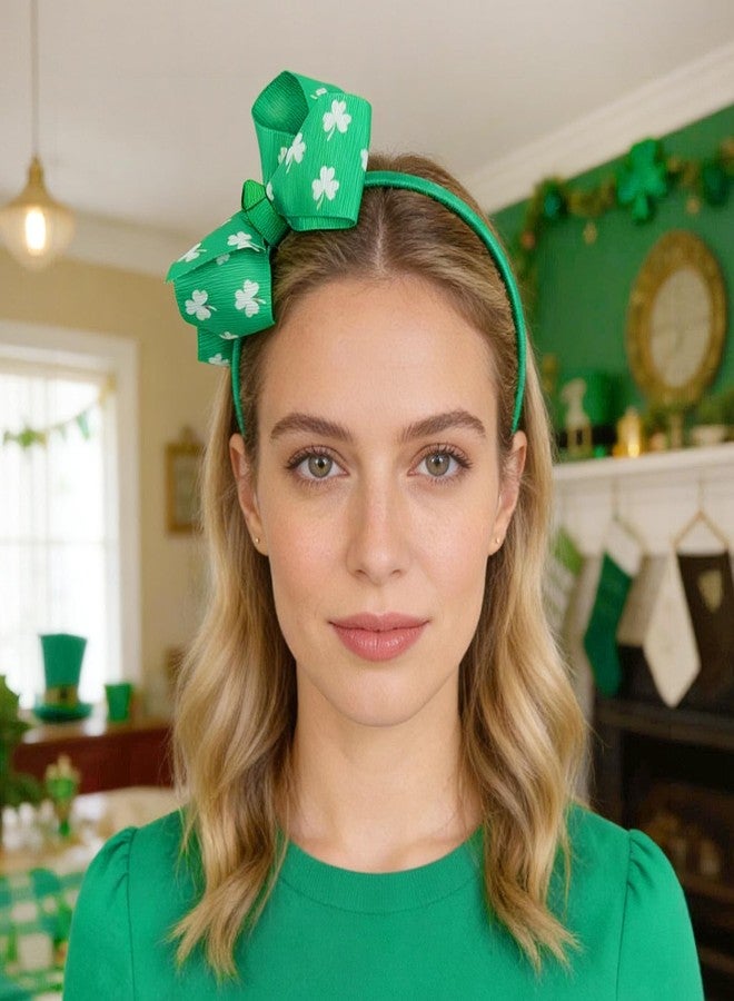 Doneace St. Patrick's Day Headband Shamrock Bow Hair Band Green Clover Hair Accessories for Women Irish Saint Patricks Day Festival Costume Parade Party Supplies - Image 5
